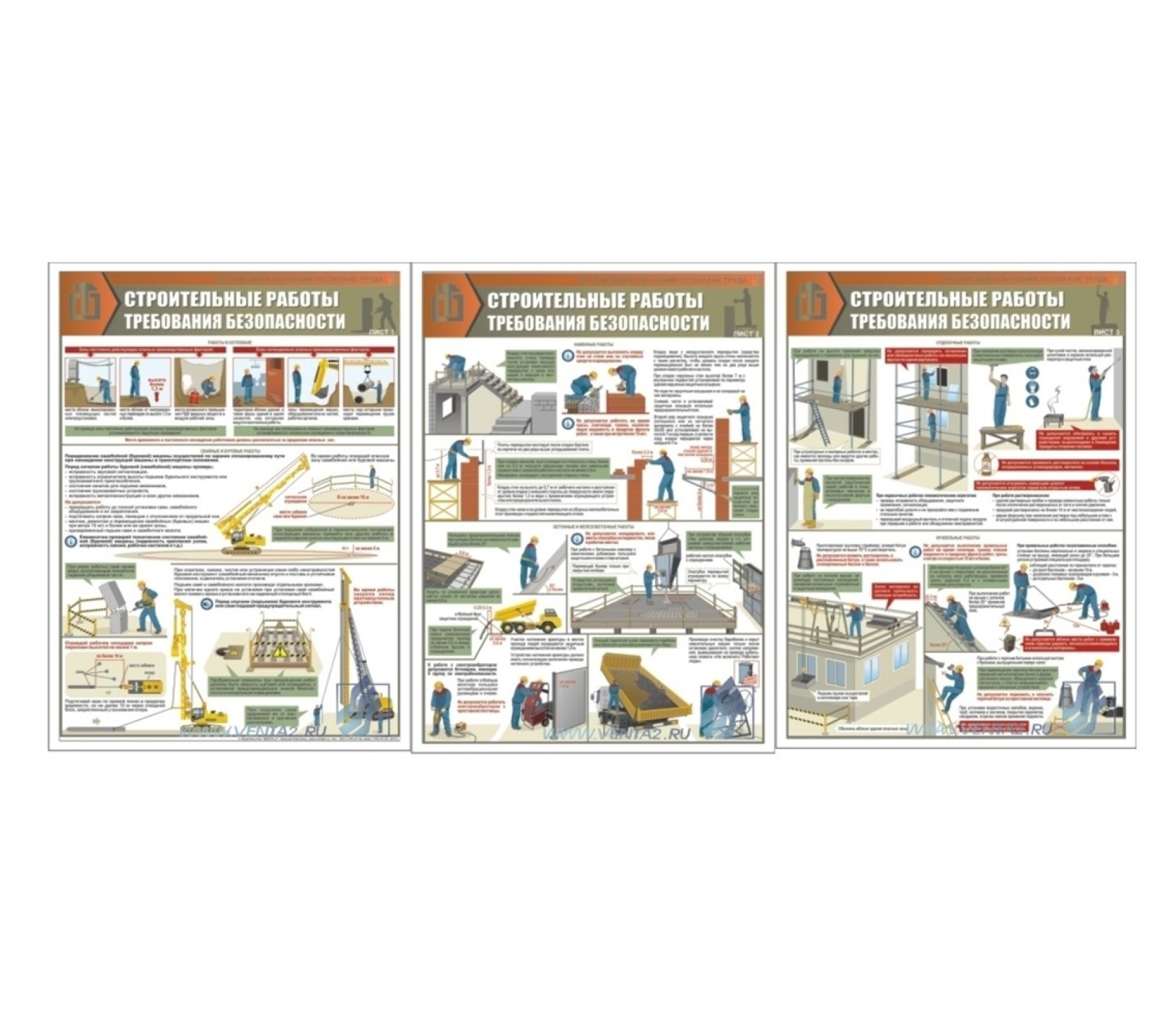 Комплект плакатов "Строительные работы и требования безопасности"