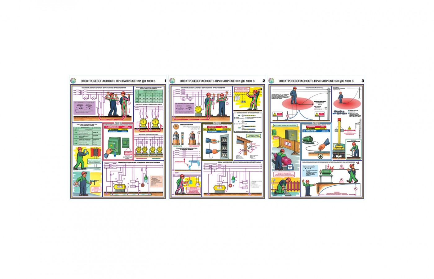 Комплект плакатов "Электробезопасность при напряжении от 1000 В"