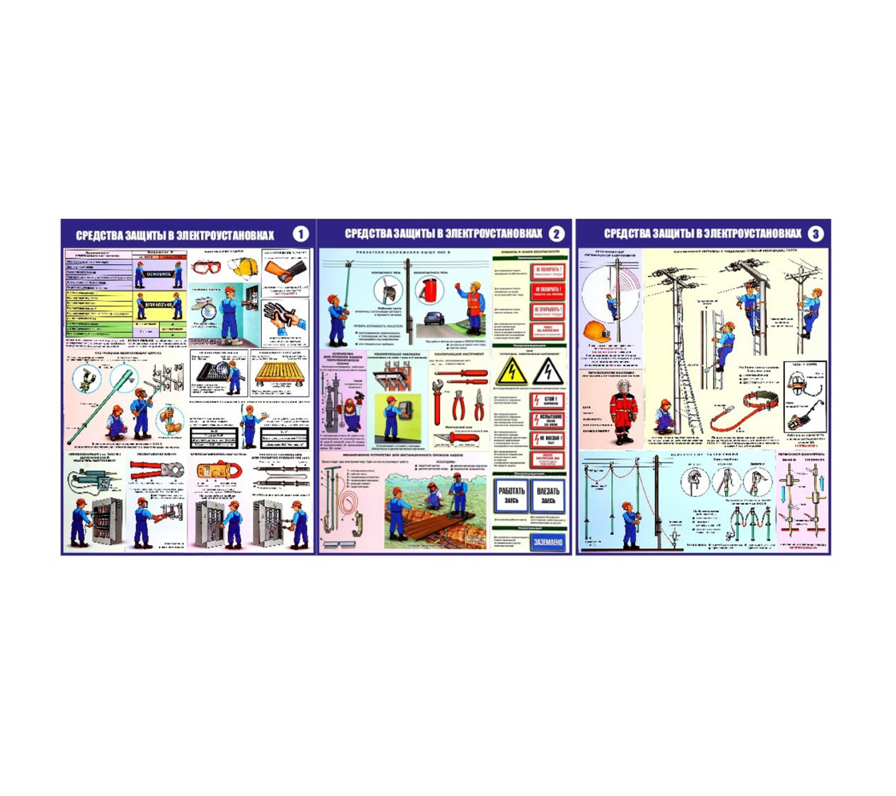Комплект плакатов "Средства защиты, используемые в электроустановках"