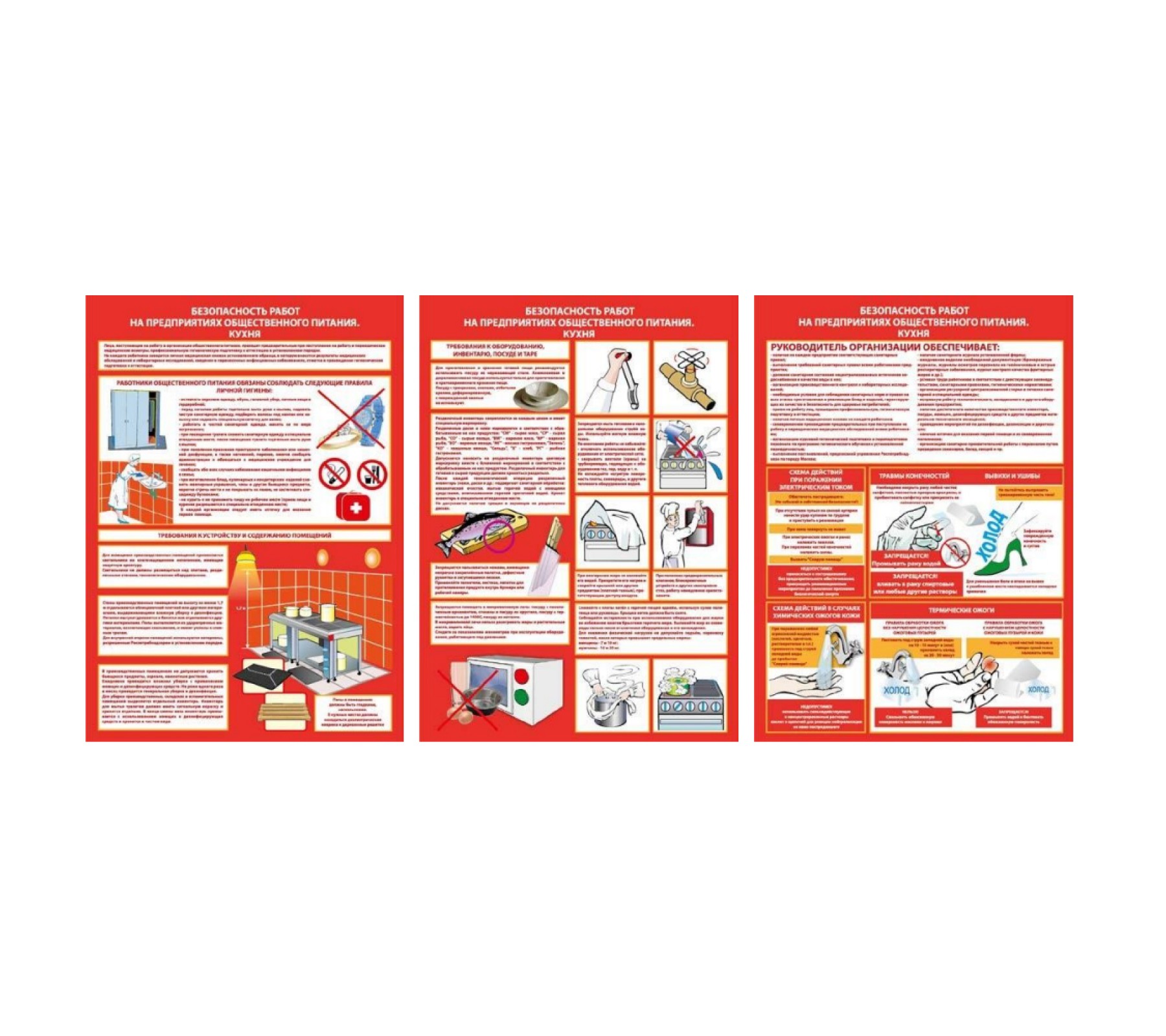 Комплект плакатов "Безопасность работ на предприятии общественного питания"