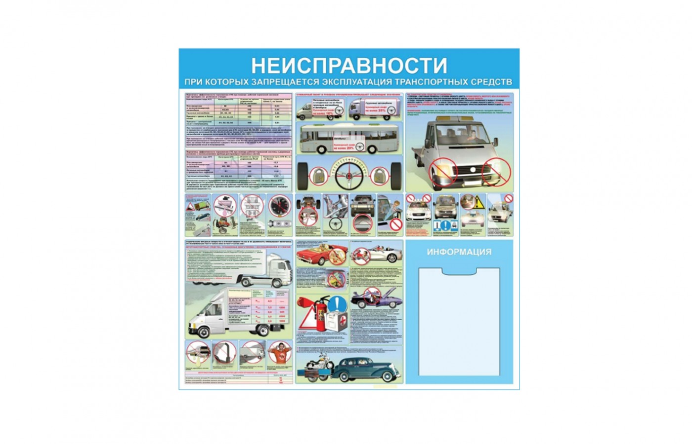 Стенд "Неисправности, при которых запрещается эксплуатация транспортных средств"