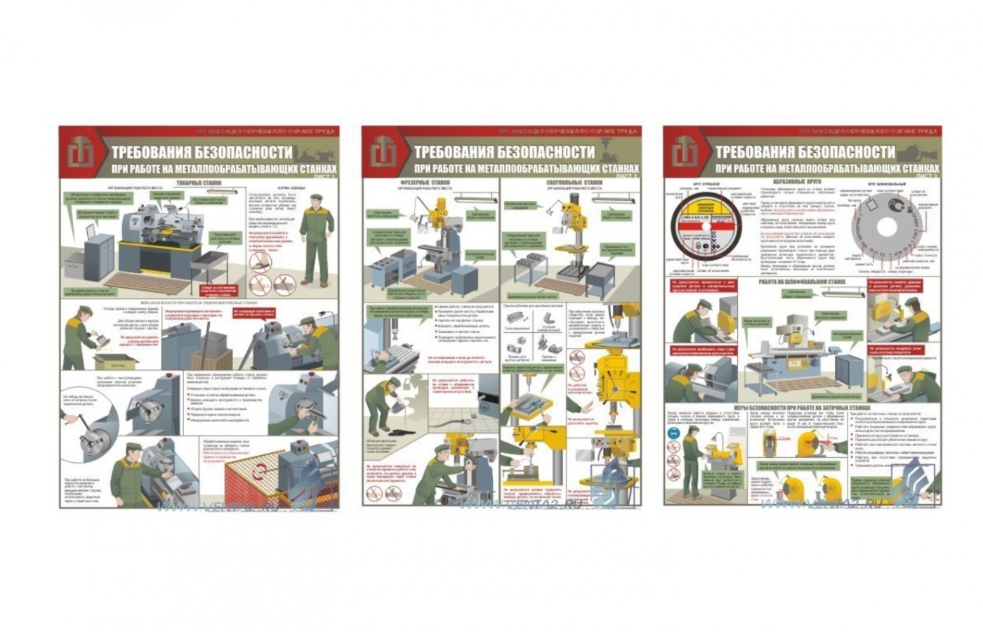 Комплект плакатов "Работы на металлообрабатывающих станках. Требования безопасности"
