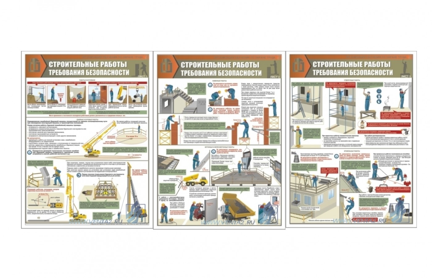 Комплект плакатов "Строительные работы. Требования безопасности"